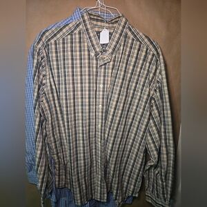Dockers Beige and Blue Plaid Casual Shirt